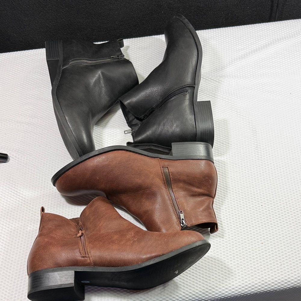 Women's Luoika Black and Brown Ankle Boots Bundle of 2 Pairs Sold Size 12 - Picture 2 of 10